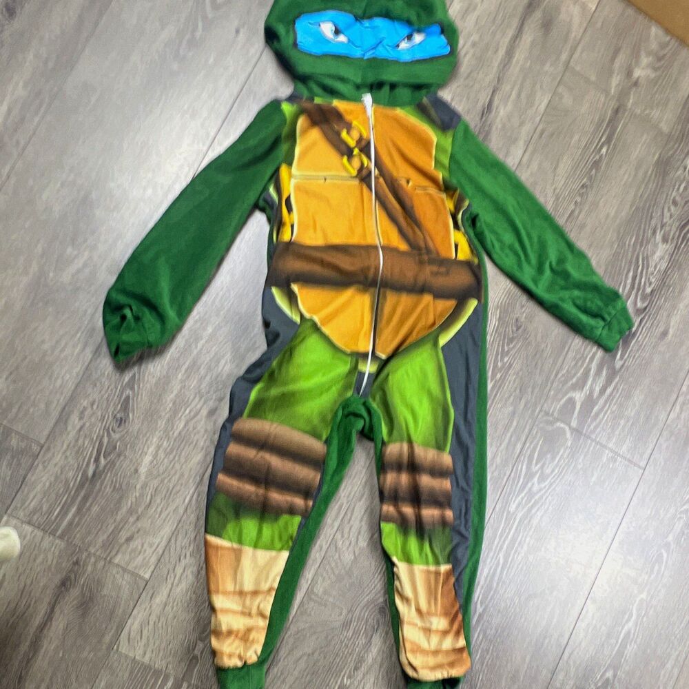Nickelodeon TMNT Leonardo Boys Fleece Hooded One-Piece Zip Pajamas 6/7